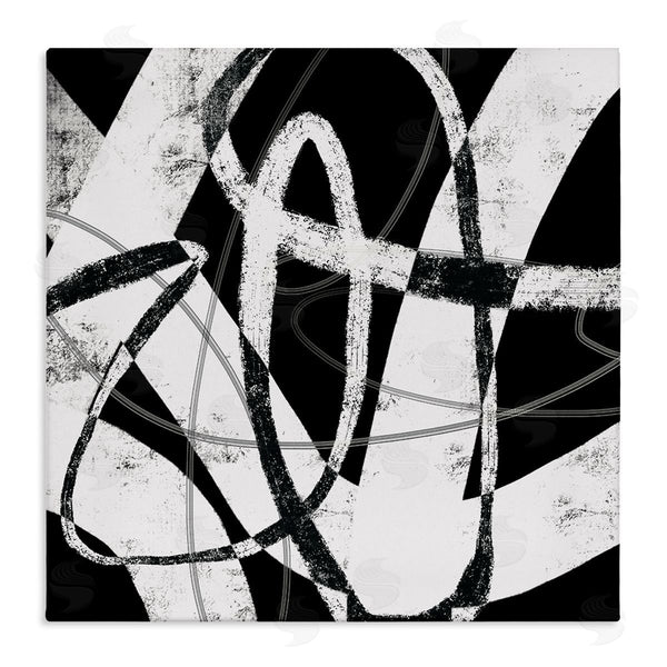 stupell industries Lisa Ridgers | Black and White Abstract Moving Paint Brush Strokes Wall Art
