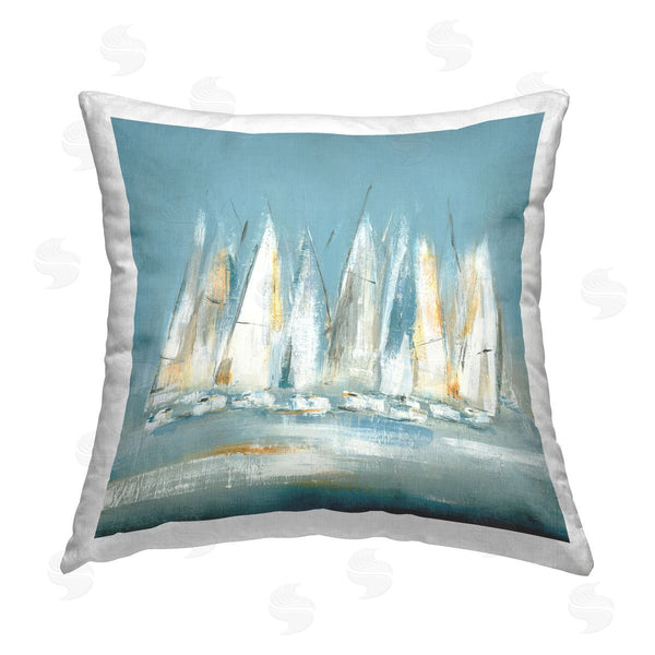 stupell industries Lisa Ridgers | Blue Abstract Sailboats Printed Throw Pillow