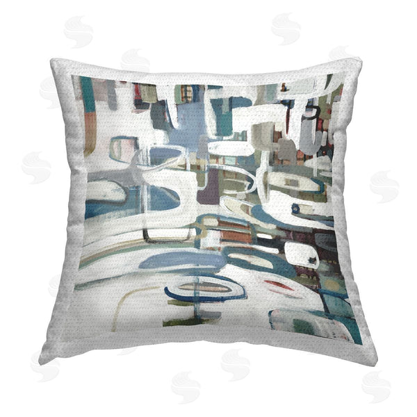 Stupell Industries Lisa Ridgers | Blue & White Shapes Printed Throw Pillow