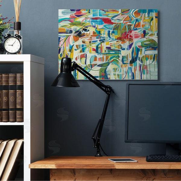 Stupell Industries Lisa Ridgers | Bright Complex Curved Abstractions Blue Green Shapes Wall Art