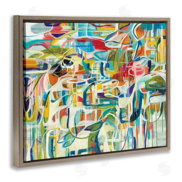 Stupell Industries Lisa Ridgers | Bright Complex Curved Abstractions Blue Green Shapes Wall Art
