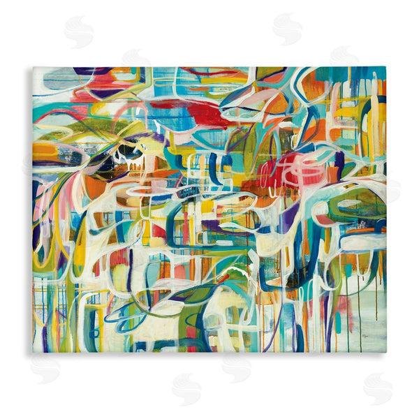 stupell industries Lisa Ridgers | Bright Complex Curved Abstractions Blue Green Shapes Wall Art