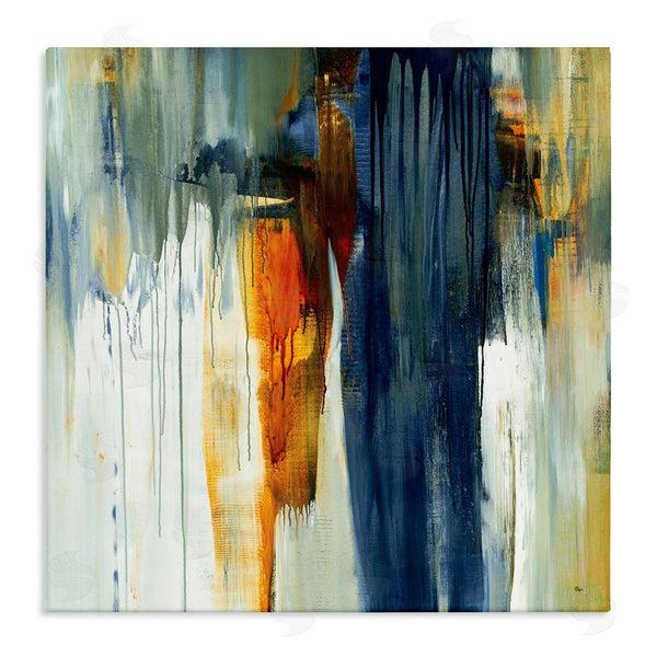 stupell industries Lisa Ridgers | Cascading Blue Green Orange Paint Abstraction Wall Art