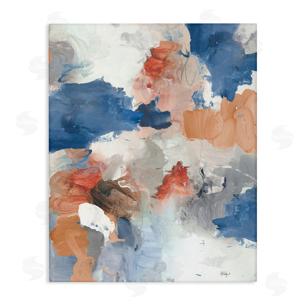 stupell industries Lisa Ridgers | Contrasting Blue Blush Tone Abstract Busy Arrangement Wall Art