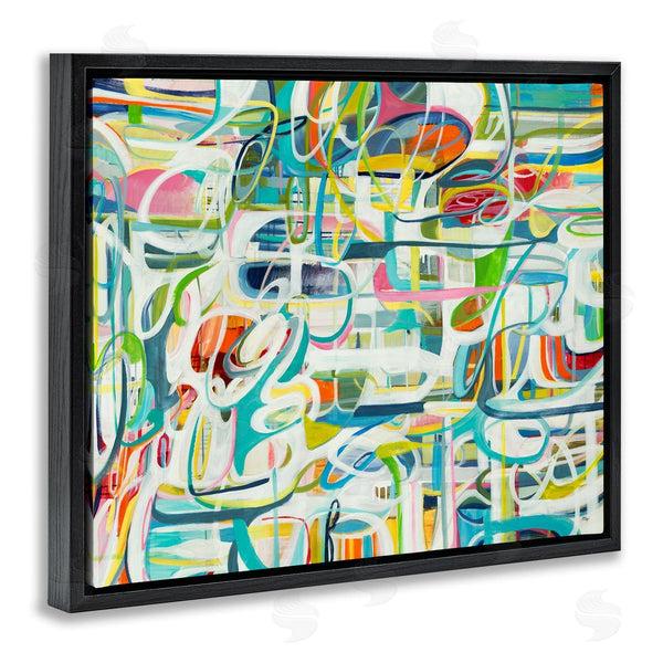 Stupell Industries Lisa Ridgers | Curved Line Chaos Lively Blue Green Abstract Movement Wall Art