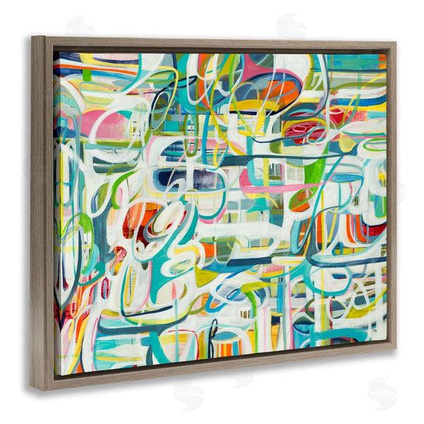 Stupell Industries Lisa Ridgers | Curved Line Chaos Lively Blue Green Abstract Movement Wall Art