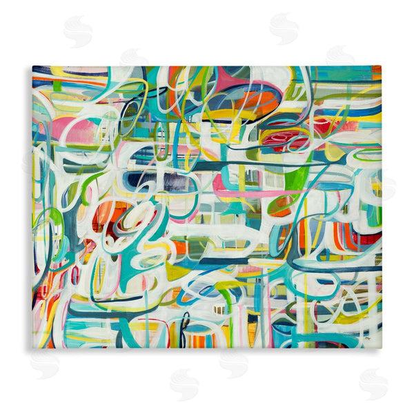 stupell industries Lisa Ridgers | Curved Line Chaos Lively Blue Green Abstract Movement Wall Art