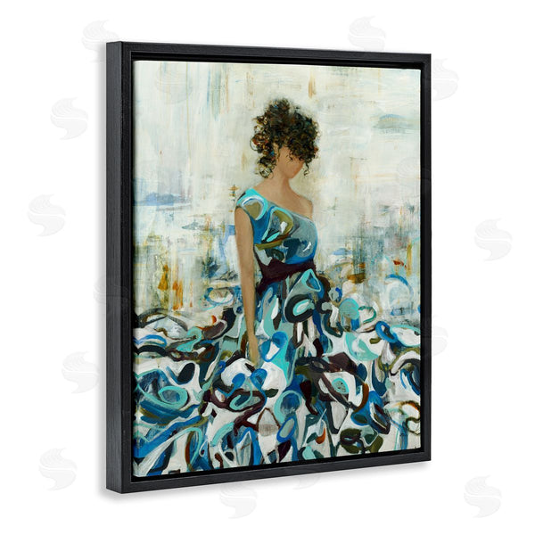 Stupell Industries Lisa Ridgers | Detailed Blue Dress Gown Woman Layered Background Wall Art