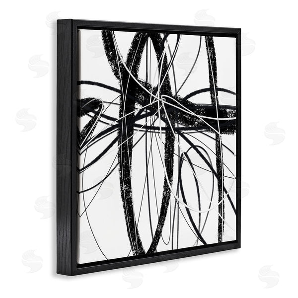 Stupell Industries Lisa Ridgers | Distressed Black Fluid White Lines Abstract Pattern Wall Art