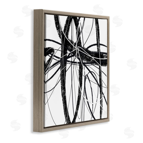 Stupell Industries Lisa Ridgers | Distressed Black Fluid White Lines Abstract Pattern Wall Art