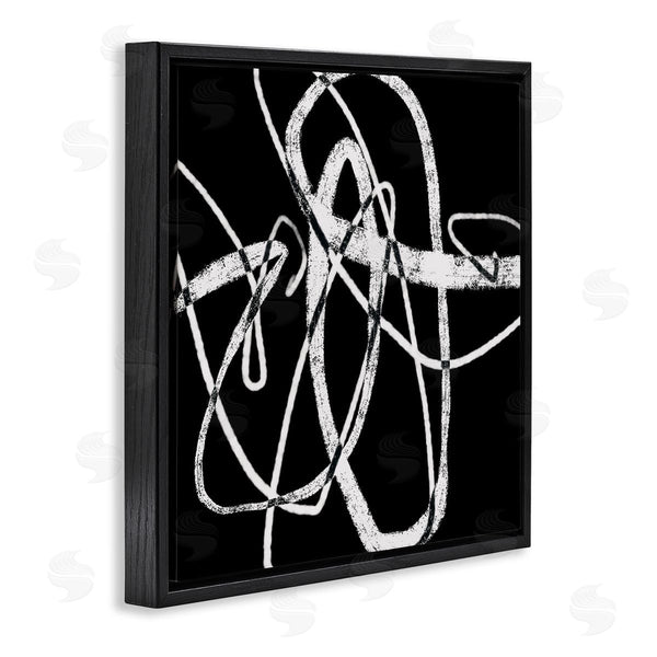 Stupell Industries Lisa Ridgers | Distressed Fluid White Lines On Black Abstraction Wall Art