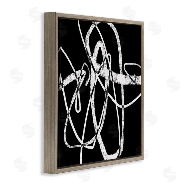 Stupell Industries Lisa Ridgers | Distressed Fluid White Lines On Black Abstraction Wall Art