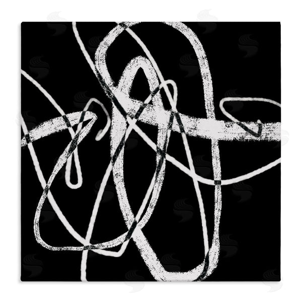 stupell industries Lisa Ridgers | Distressed Fluid White Lines on Black Abstraction Wall Art