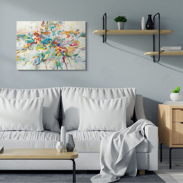 Stupell Industries Lisa Ridgers | Exciting Tropical Shapes Abstraction Blue Red Pop Wall Art