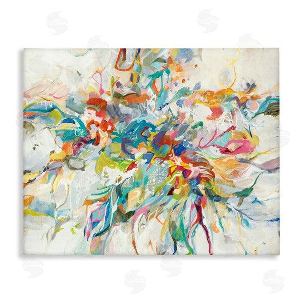 stupell industries Lisa Ridgers | Exciting Tropical Shapes Abstraction Blue Red Pop Wall Art