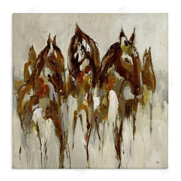stupell industries Lisa Ridgers | Herd of Horses Galloping Rustic Earth Tones Wall Art