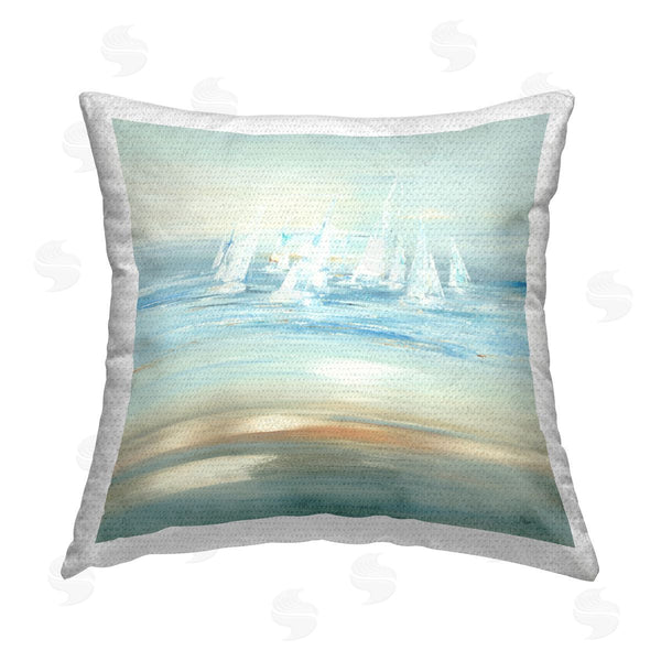Stupell Industries Lisa Ridgers | Sailboat Fleet Nautical View Printed Throw Pillow