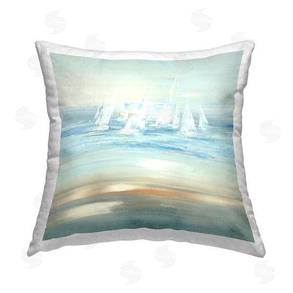 stupell industries Lisa Ridgers | Sailboat Fleet Nautical View Printed Throw Pillow