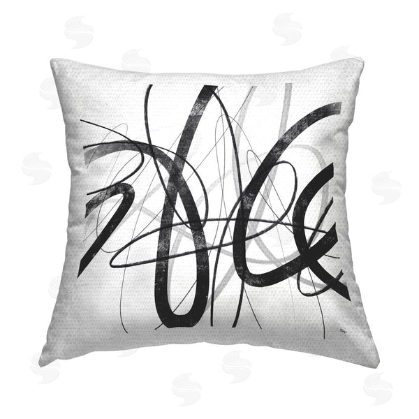 Stupell Industries Lisa Ridgers | White & Black Abstract Lines Printed Throw Pillow