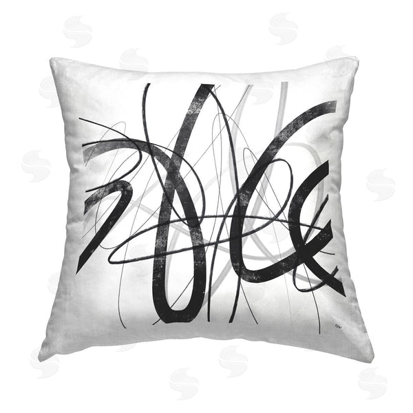 stupell industries Lisa Ridgers | White & Black Abstract Lines Printed Throw Pillow