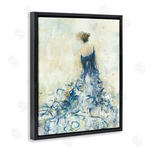 Stupell Industries Lisa Ridgers | Women's Abstract Fashion Dress Busy Fluid Blue Curves Wall Art
