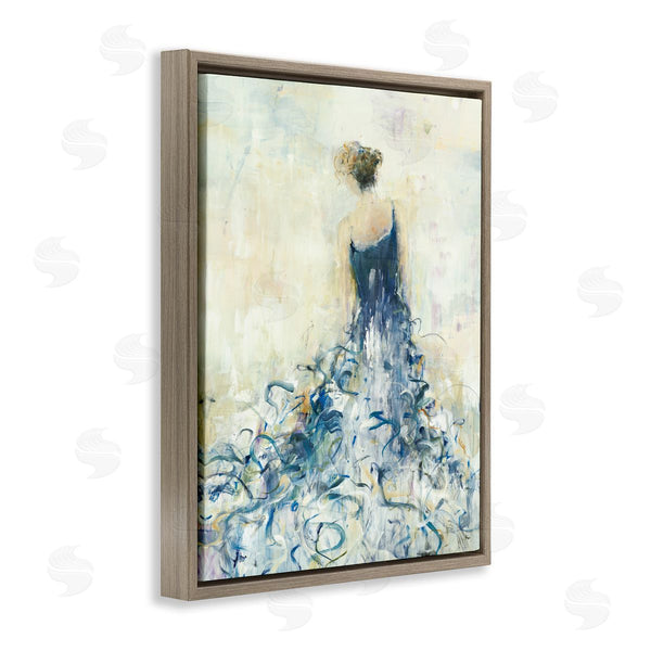 Stupell Industries Lisa Ridgers | Women's Abstract Fashion Dress Busy Fluid Blue Curves Wall Art