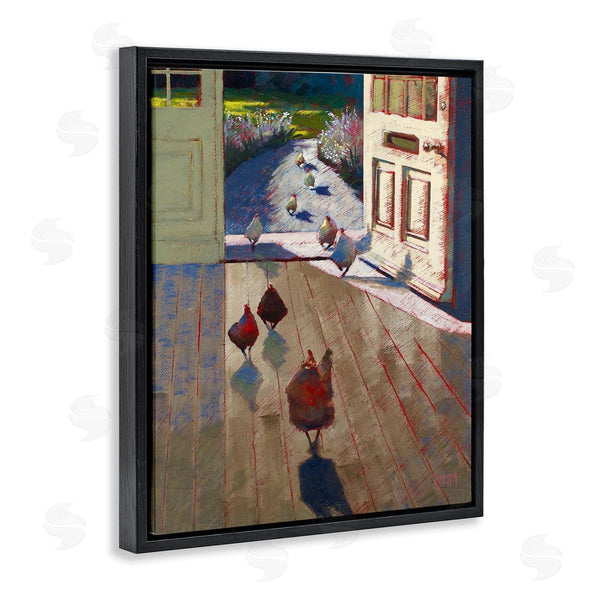 Stupell Industries Lisa Timmerman | Chickens Strolling Through Farmhouse Doorway Contemporary Strokes Wall Art