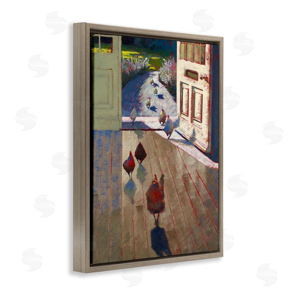 Stupell Industries Lisa Timmerman | Chickens Strolling Through Farmhouse Doorway Contemporary Strokes Wall Art