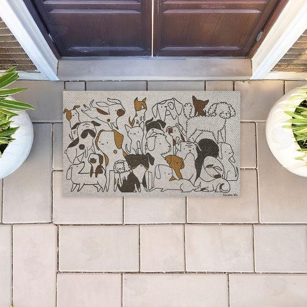 Stupell Industries Lisa Wehmeyer | Eclectic Dog Breeds Faux Sisal Door Mat