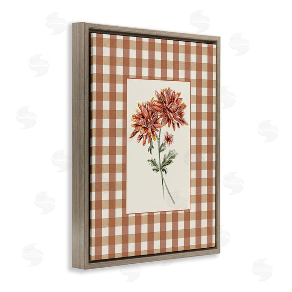 Stupell Industries Lisa Wehmeyer | Neutral Plaid Mums Wall Art