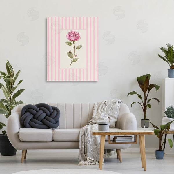 Stupell Industries Lisa Wehmeyer | Pink Stripe Rose Wall Art