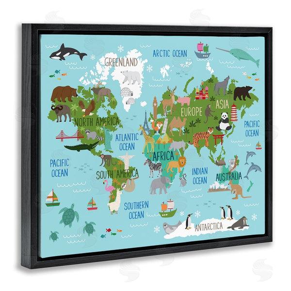 Stupell Industries Lisa Whitebutton | Kid's Favorite Animals World Map