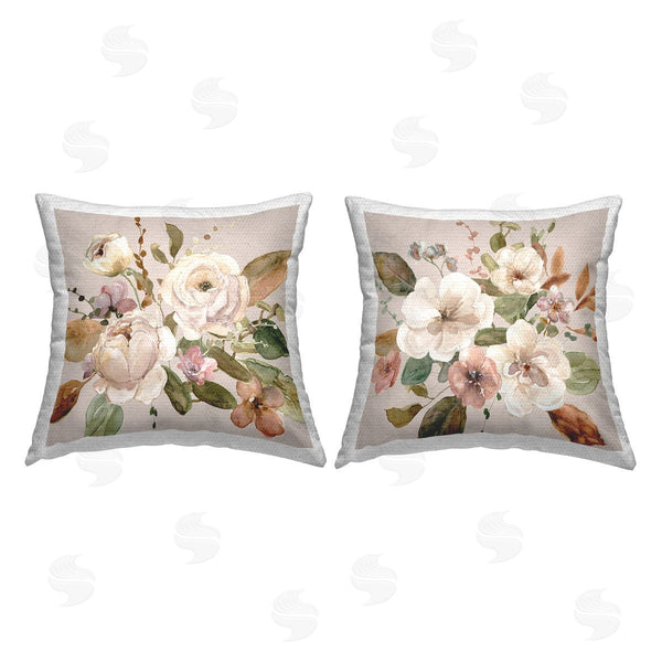 Stupell Industries Livi And Finn | Belles Fleur Bouquet Printed Throw Pillow Set