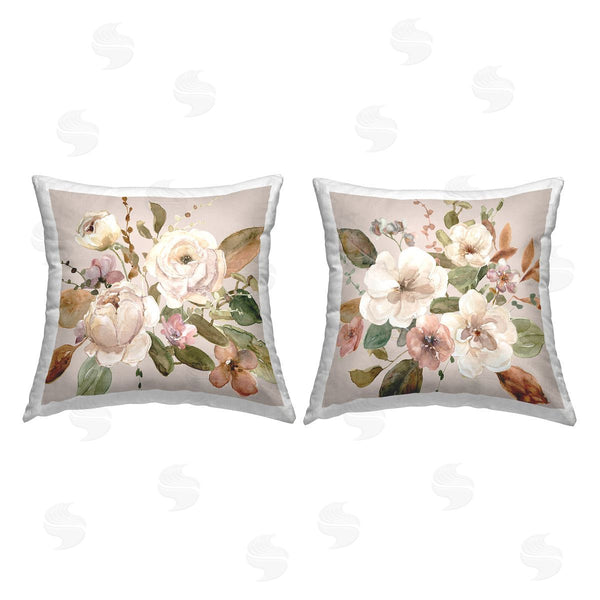 stupell industries Livi and Finn | Belles Fleur Bouquet Printed Throw Pillow Set