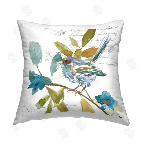 stupell industries Livi and Finn | Bird with Vintage Words Printed Throw Pillow