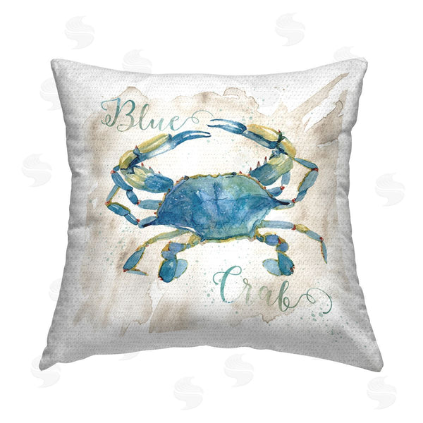Stupell Industries Livi And Finn | Blue Crab Watercolor Styling Printed Throw Pillow