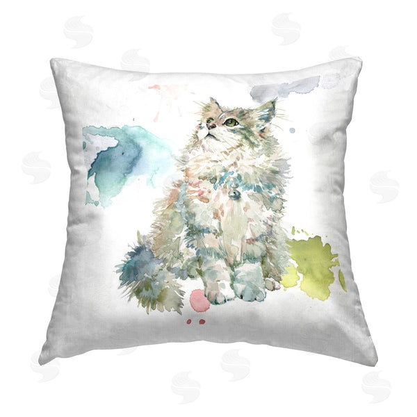 stupell industries Livi and Finn | Cat on Modern Splash Printed Throw Pillow