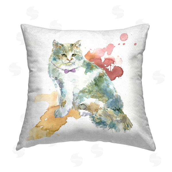 Stupell Industries Livi And Finn | Cat With Bowtie Splash Printed Throw Pillow
