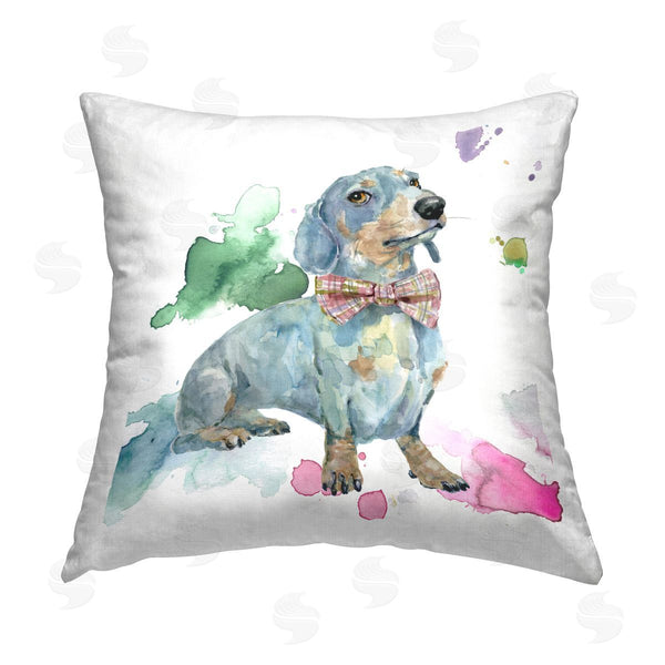 stupell industries Livi and Finn | Dachshund Wearing Bowtie Printed Throw Pillow