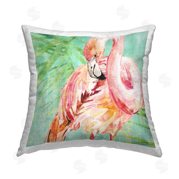 Stupell Industries Livi And Finn | Flamingo And Palm Leaves Printed Throw Pillow