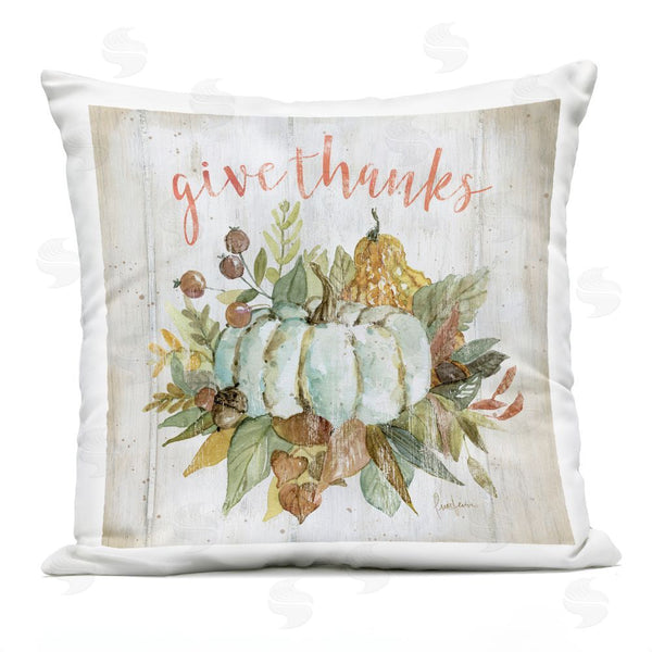 Stupell Industries Livi And Finn | Give Thanks Pumpkin & Leaves Printed Throw Pillow