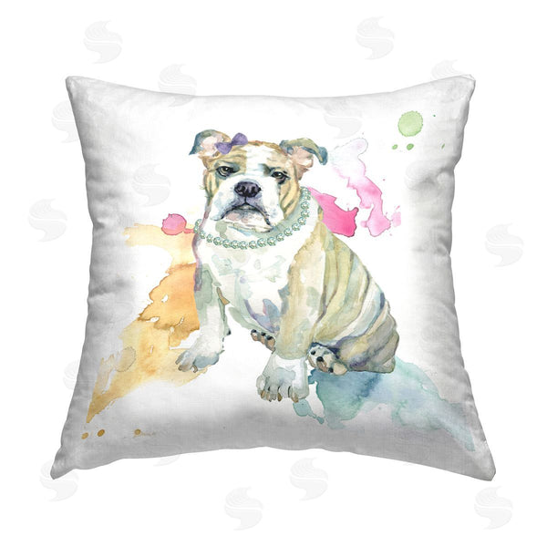 stupell industries Livi and Finn | Pampered Pet Bulldog Printed Throw Pillow
