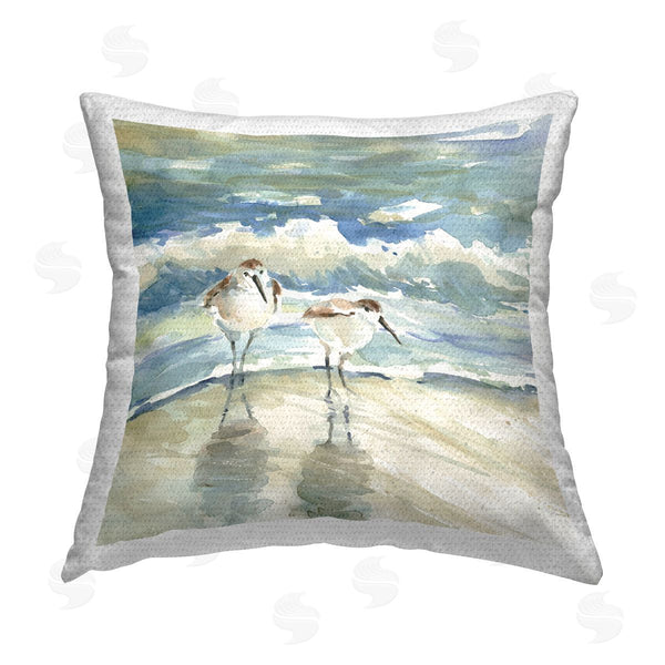 Stupell Industries Livi And Finn | Sandpipers With Shore Waves Printed Throw Pillow