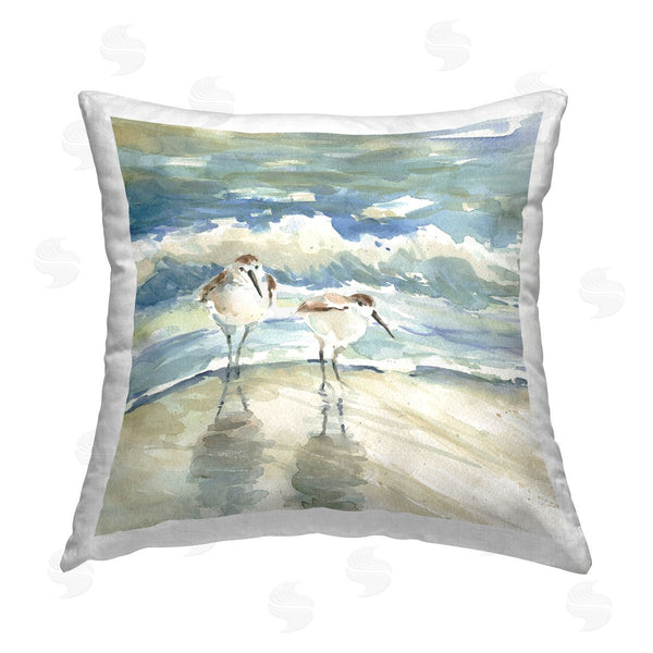 stupell industries Livi and Finn | Sandpipers with Shore Waves Printed Throw Pillow