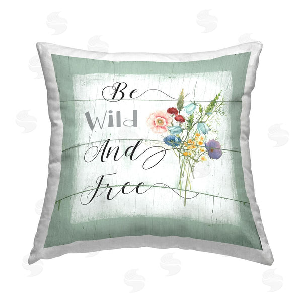 stupell industries Livi and Finn | Wild & Free Country Florals Printed Throw Pillow