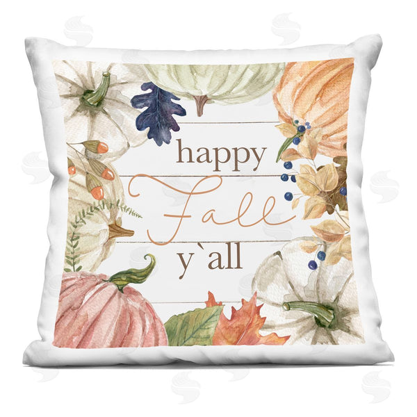 stupell industries Livi + Fin | Happy Fall Y'all Mixed Pumpkin Botanical Border Printed Throw Pillow