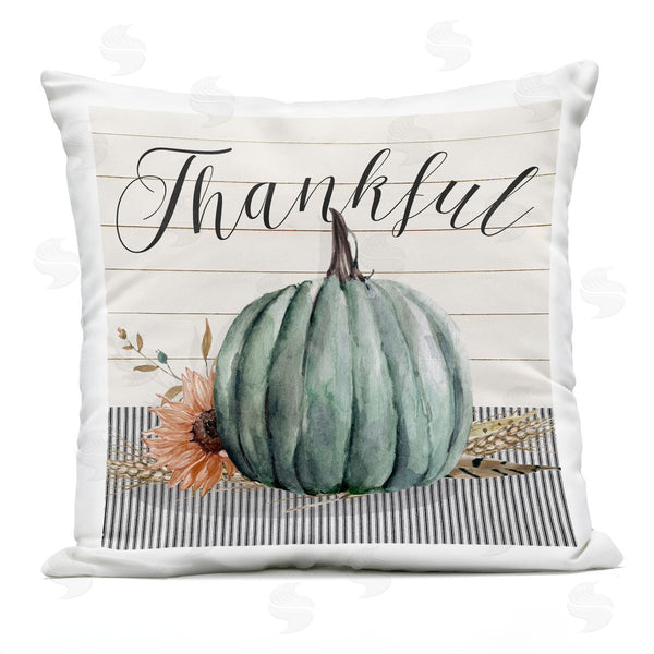 Stupell Industries Livi + Fin | Striped Pattern Fall Pumpkin Thankful Typography Printed Throw Pillow