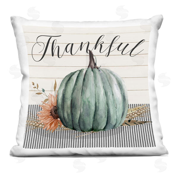 stupell industries Livi + Fin | Striped Pattern Fall Pumpkin Thankful Typography Printed Throw Pillow