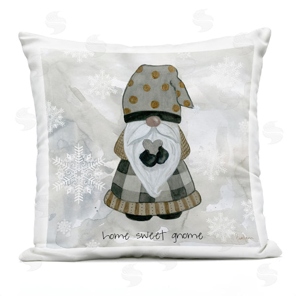 Stupell Industries Livi + Fin | Welcoming Gnome Heart Seasonal Snowflake Pattern Printed Throw Pillow