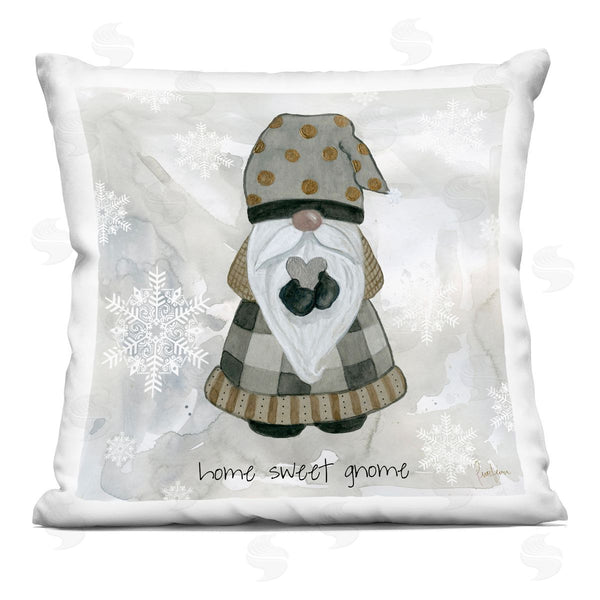 stupell industries Livi + Fin | Welcoming Gnome Heart Seasonal Snowflake Pattern Printed Throw Pillow